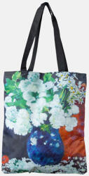 SHOPIKA Geanta shopper din material textil, dupa o pictura cu flori albe in vaza Multicolor