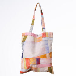 SHOPIKA Geanta shopper din material textil, imprimeu geometric pastelat Multicolor
