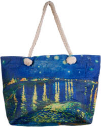 SHOPIKA Geanta de plaja din material textil, cu imprimeu lac luminat noaptea Albastru