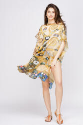 SHOPIKA Rochie de plaja tip poncho din matase cu model inspirat dupa Pomul Vietii - Gustav Klimt Talie unica