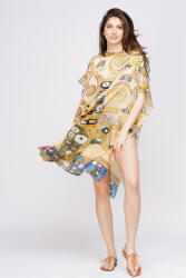 SHOPIKA Rochie de plaja tip poncho din matase cu reproducere dupa Pomul Vietii - Gustav Klimt Multicolor Talie unica