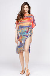 SHOPIKA Rochie de plaja tip poncho din matase cu reproducere dupa o pictura celebra Talie unica