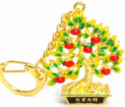  Breloc Copacul dorințelor cu lingou, amuletă feng shui pentru bani și prosperitate, metal multicolor 9.5 cm