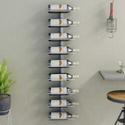 vidaXL fehér vas falra szerelhető bortartó állvány 9 palacknak (340900)