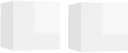 vidaXL Noptiere, 2 buc, alb extralucios, 30, 5x30x30 cm, lemn prelucrat (3079725)