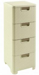 Keter Bibliotecă cu 4 sertare Regal STYLE crem Cos de gunoi