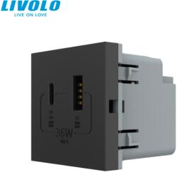 LIVOLO Modul priza dubla USB + USB tip C Livolo (VL-FCUA18W.UC18W-2BP)