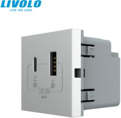 LIVOLO Modul priza dubla USB + USB tip C Livolo (VL-FCUA18W.UC18W-2IP)