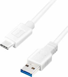 LogiLink USB 3.2 Gen1 Type-A apa - USB-C apa Adat- és töltőkábel 2m - Fehér (CU0176)