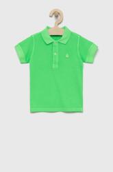 Benetton tricouri polo din bumbac pentru copii culoarea verde, neted PPYY-POB01B_77X