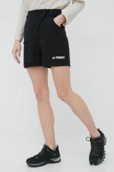 adidas TERREX pantaloni scurți outdoor Zupahike femei, culoarea negru, neted, high waist 9BYY-SZD02U_99X