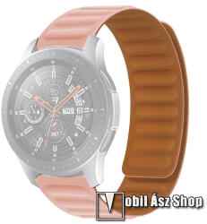  Okosóra loop szilikon szíj - RÓZSASZÍN - mágneses, 114+100, 5mm hosszú, 22mm széles, 120-220mm-es méretű csuklóig ajánlott - HUAWEI Watch GT 46mm / GT 2 46mm / GT 3 Pro 43mm, 46mm / GT 2e / SAMSUNG Ga