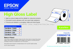  High Gloss Label - Die-cut Roll: 102mm x 152mm, 800 labels Magasfényű címke SKU: C33S045719 (C33S045719)