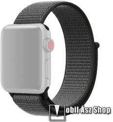 Okosóra szíj - szövet, tépőzáras - SÖTÉTSZÜRKE - APPLE Watch Series 1/2/3 42mm / 4/5/6/SE 44mm / 7/8/9 45mm / Ultra / Ultra 2 49mm