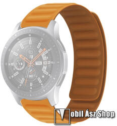  Okosóra loop szilikon szíj - OKKERSÁRGA - mágneses, 95+108mm hosszú, 20mm széles, 120-220mm-es méretű csuklóig ajánlott - SAMSUNG Galaxy Watch 42mm / Watch4 40mm, 44mm / Watch3 41mm / Watch4 Classic 4