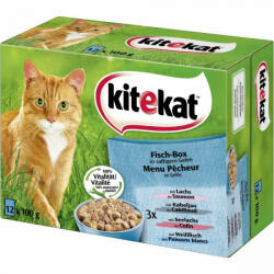 Kitekat Fish-Box Gelee Alutasakos Macskaeledel 12x85g