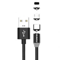 KAKU Magnetic 3in1 kábel USB - Lightning / USB-C / Micro USB 3A 1m, fekete (KSC-320)