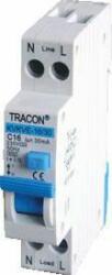 Tracon Electric Kombinált védőkapcsoló, elektronikus, 2P, 1 modul, B kar. B6, 100mA, 6kA, AC, E3 (KVKVEB-6-100)