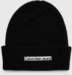 Calvin Klein Jeans gyapjú sapka vékony, fekete, gyapjú - fekete Univerzális méret - answear - 11 190 Ft