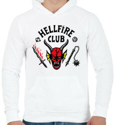 printfashion #HellfireClub - Stranger Things - Férfi kapucnis pulóver - Fehér (7450684)