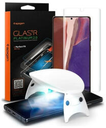 Samsung Galaxy Note 20 / 20 5G SM-N980 / N981, Kijelzővédő fólia, ütésálló fólia (az íves részre is! ), Tempered Glass (edzett üveg), Spigen Glastr Platinum, Clear