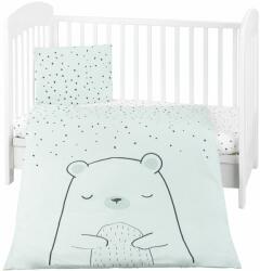 KikkaBoo Set de lenjerie de pat pentru copii KikkaBoo 3 piese - Bear with me, Mint (41101030144) Lenjerii de pat bebelusi‎, patura bebelusi
