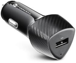 Forcell Univerzális CC50-1A Fekete Carbon Autós Töltő USB QC 3.0 18W