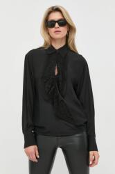 Victoria Beckham selyem ing női, galléros, fekete, relaxed - fekete 34