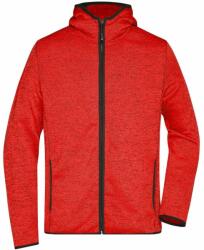 James & Nicholson (Daiber) Férfi kapucnis cipzáros felső JN589 - Piros melírozott / fekete | 2XL (1-JN589-1722749)