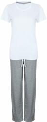 Towel City Pijama lungă de bumbac pentru femei - Albă / gri prespălat | 3XL (TC053-1000324473)