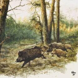 Ambiente Wild Boars in the Woods papírszalvéta 33x33cm, 20db-os