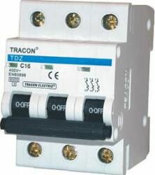 Tracon Electric Kismegszakító, 3 pólus, B karakterisztika 10A, 6kA (TDZ-3B-10)