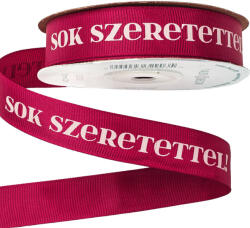Valex Decor Sok Szeretettel! " feliratos ripsz szalag 20mm x 20m - Burgundi (SL20-01)