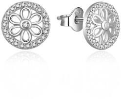 MOISS Csillogó ezüst fülbevalók cirkónium kövekkel Virágok E0003008