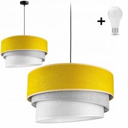 Glimex Mustársárga Trio függőlámpa / csillár velúr anyagból, különleges exkluzív megjelenés. Glimex Abazur (GA0154) (GA0154)