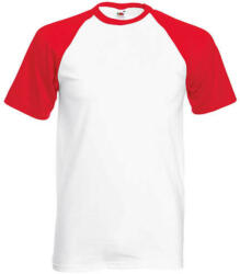 Fruit of the Loom Uniszex póló Rövid ujjú Fruit of the Loom Baseball T - XL, Fehér/Piros