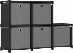 vidaXL Raft 5 cuburi cu cutii, negru, 103x30x72, 5 cm, material textil (322603) - vidaxl