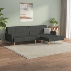 vidaXL Canapea extensibilă 2 locuri, cu taburet, gri închis, textil (3080708) Canapea
