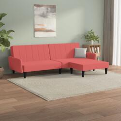 vidaXL Canapea extensibilă 2 locuri, cu taburet, roz, catifea (3080724) Canapea