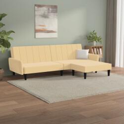 vidaXL Canapea extensibilă 2 locuri, cu taburet, crem, catifea (3080729) Canapea