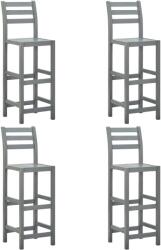 vidaXL Scaune de bar, 4 buc. , gri, lemn masiv de acacia (312418)