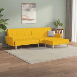 vidaXL Canapea extensibilă 2 locuri, cu taburet, galben, textil (3080715) Canapea