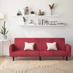 vidaXL Canapea extensibilă cu 2 locuri, roșu vin, material textil (337412) Canapea