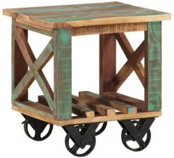 vidaXL Masă laterală cu roți, 40x40x42 cm, lemn masiv reciclat (338005)