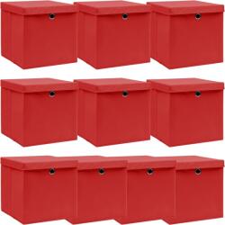 vidaXL Cutii depozitare cu capace 10 buc. roșu, 32x32x32 cm, textil (288364)