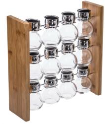 5five Simple Smart Set 12 recipiente condimente Atlas Bamboo, suport lemn, 29.2x9xH29 cm