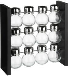 5five Simple Smart Set 12 recipiente condimente Atlas Black, suport lemn, 29.2x9xH29 cm