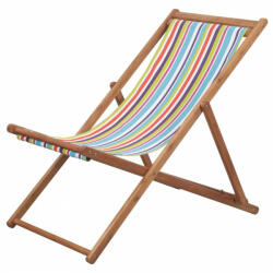 vidaXL Scaun de plajă pliabil, multicolor, textil și cadru din lemn (44002) - izocor
