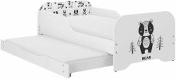  MIKI gyerekágy 160x80cm matraccal és ágyazható ágyneműtartóval benne 140x70 cm matraccal - erdei maci