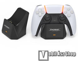 DOBE TP5-0586 SONY Playstation 5 (PS5) kontrollertöltő állomás / dokkoló - csúszásgátló gumitalp, LED jelzőfény, Type-C töltőport, 85 x 90 x 65mm - FEKETE (TP5-0586)